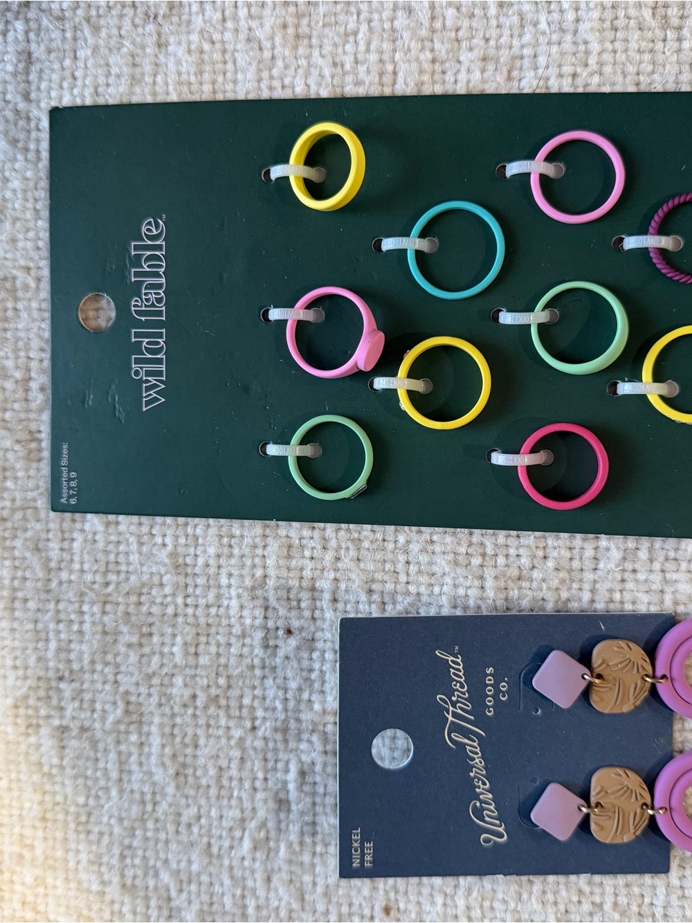 wild fable Neon Silicone Stackable Ring Set - Yellow, Pink, Teal, Mint, Purple